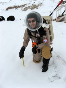 Brian measuring the snow accumulation