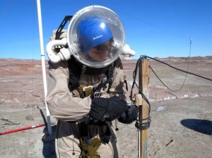 Mike working on the radio telescope power combiner