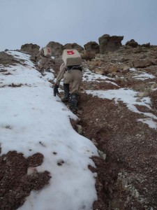 Darrel and Mike climbing towards the summit