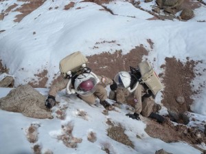 Darrel and Mike climbing out of the gully