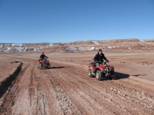 Carla and Mike taking the ATVs out for a spin